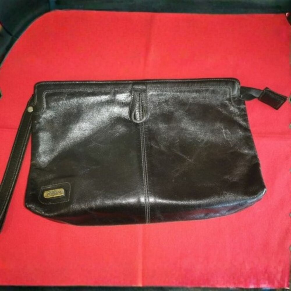 VTG Phillippe Black Leather Clutch‎ 10 in